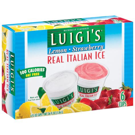 Luigi's italian ice - Luigi's Lemon & Strawberry Real Italian Ice, 6 fl oz, 6 count (3.7) 3.7 stars out of 111 reviews 111 reviews. USD $2.98 8.3 ¢/fl oz. Price when purchased online. Add ... 